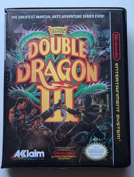 Front view of a Cart Armor® Double Dragon III The Sacred Stones Premium 8-bit Clamshell Case