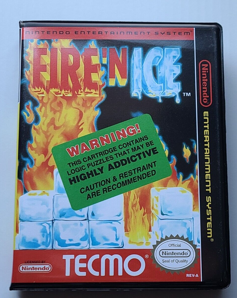 Front view of a Cart Armor® Fire 'N Ice Nintendo NES Premium 8-bit Clamshell Case