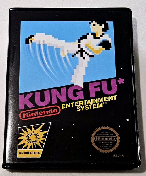Front view of a Cart Armor® Kung Fu Nintendo NES Premium 8-bit Clamshell Case