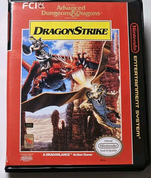 Front view of a Cart Armor® AD&D DragonStrike Nintendo NES Premium 8-bit Clamshell Case