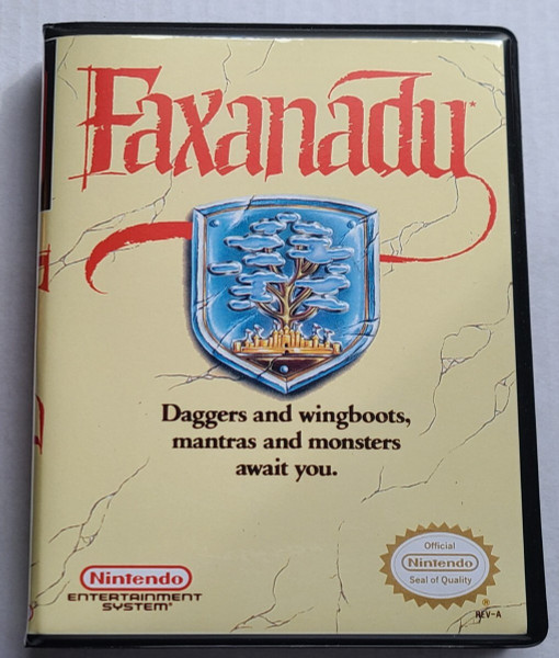 Front view of a Cart Armor® Faxanadu Nintendo NES Premium 8-bit Clamshell Case