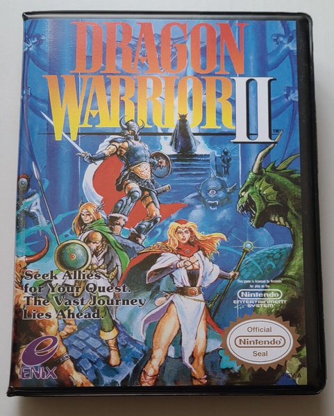 Front view of a Cart Armor® Dragon Warrior II Nintendo NES Premium 8-bit Clamshell Case