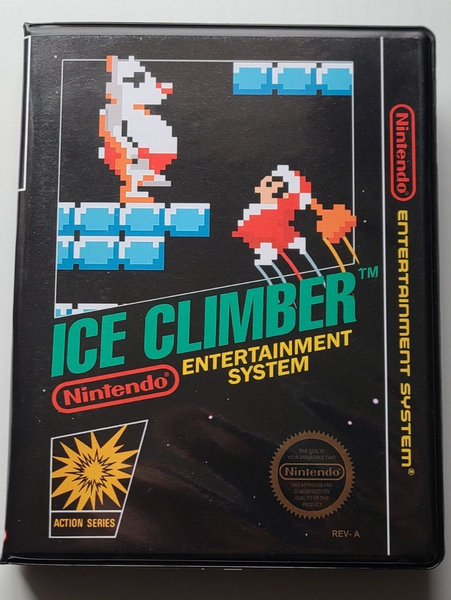 Front view of a Cart Armor® Ice Climber Nintendo NES Premium 8-bit Clamshell Case