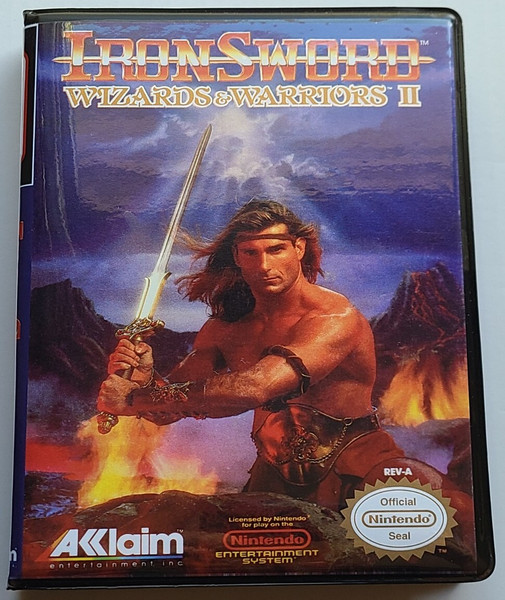 Front view of a Cart Armor® Ironsword Wizards & Warriors II 2 Nintendo NES Premium 8-bit Clamshell Case