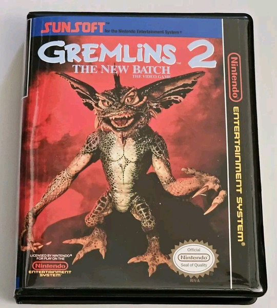 Front view of a Cart Armor® Gremlins 2 The New Batch Nintendo NES Premium 8-bit Clamshell Case