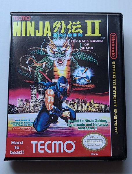 Front view of a Cart Armor® Ninja Gaiden II The Dark Sword of Chaos Nintendo NES Premium 8-bit Clamshell Case
