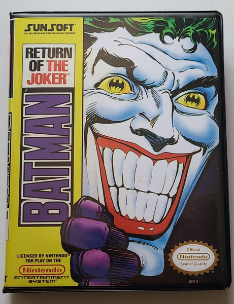 Front view of a Cart Armor® Batman Return of the Joker Nintendo NES Premium 8-bit Clamshell Case