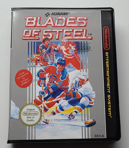 Front view of a Cart Armor® Blades of Steel Nintendo NES Premium 8-bit Clamshell Case