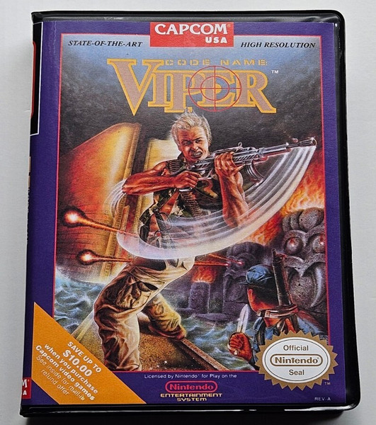 Front view of a Cart Armor® Code Name: Viper Nintendo NES Premium 8-bit Clamshell Case