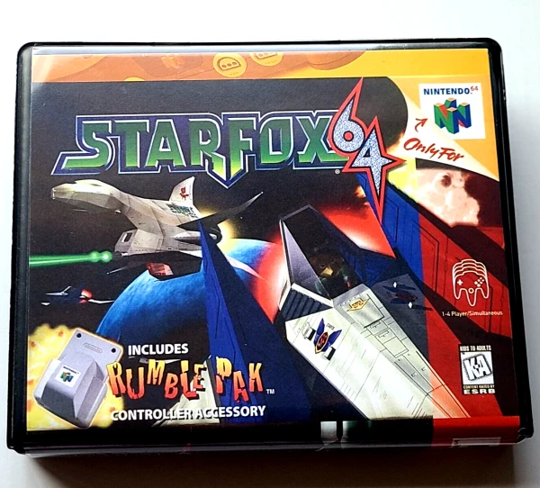 Front view of a Cart Armor® Star Fox 64 Nintendo 64 N64 Premium 64-bit Clamshell Case