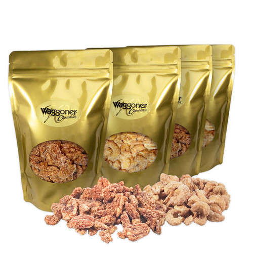 FROSTED PECANS & CASHEWS - SET OF 4 - 12 OZ. GIFT BAGS