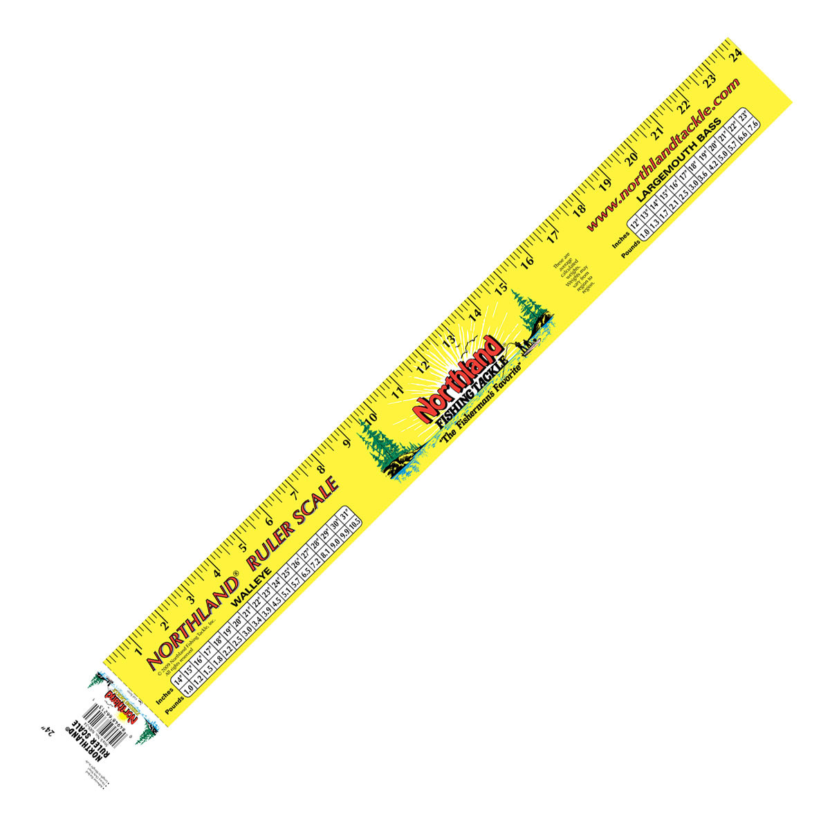 Northland Tackle Ruler Scale Sticker, Freshwater, Yellow, Measuring Device  