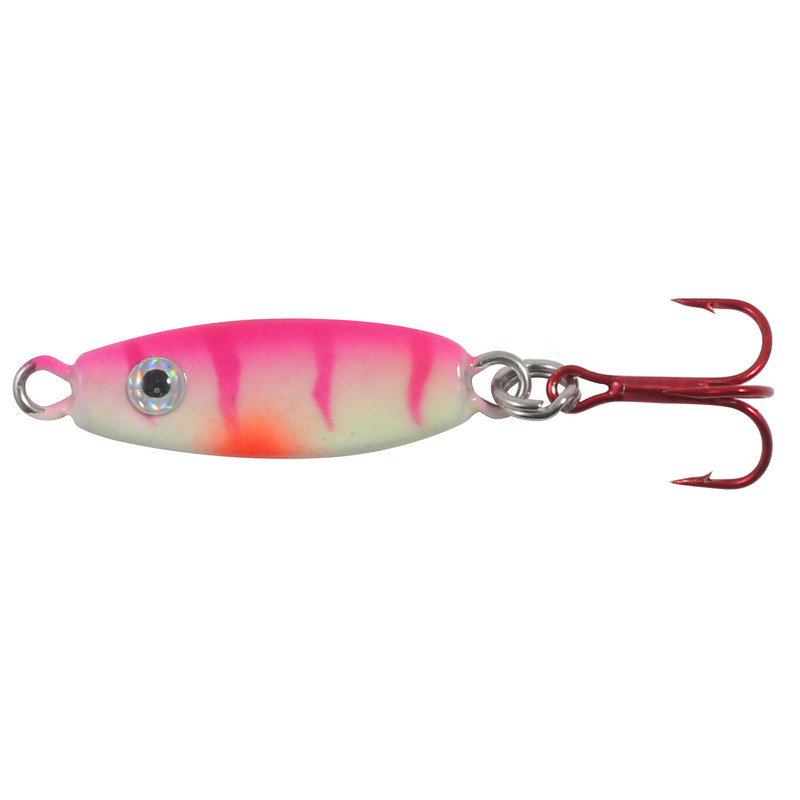NORTHLAND TACKLE Forage Minnow Spoon - 1-1/16", 1/8 Oz, #12 Holographic/Super-GLO Rainbow For Walleye & Trout