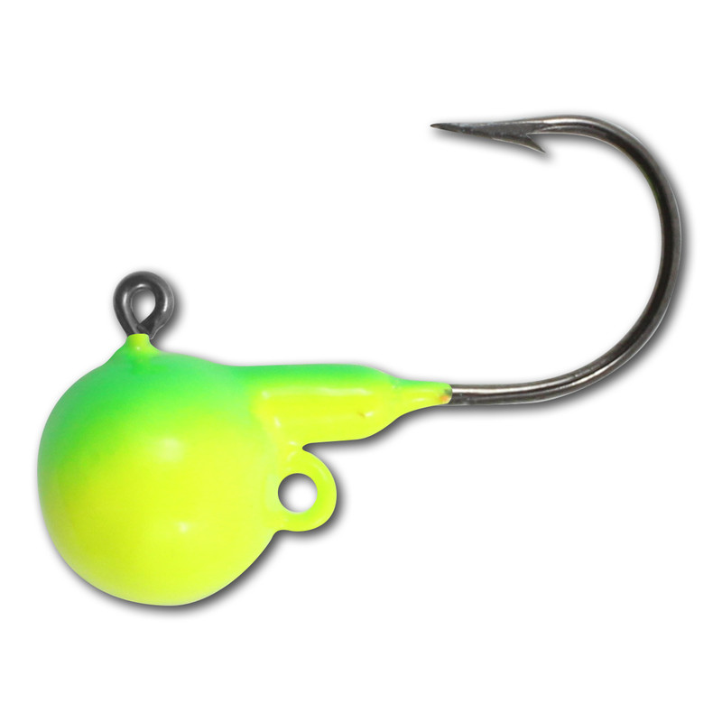 25 NEW FLOATING WALLEYE JIG HEADS 3/8 OZ GREEN AND CHARTREUSE LEAD