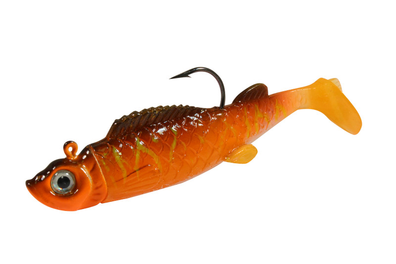 ICE FISHING JIGS #8 LS MINNOW GLOW ORANGE PERCH / EASY PREY LURES