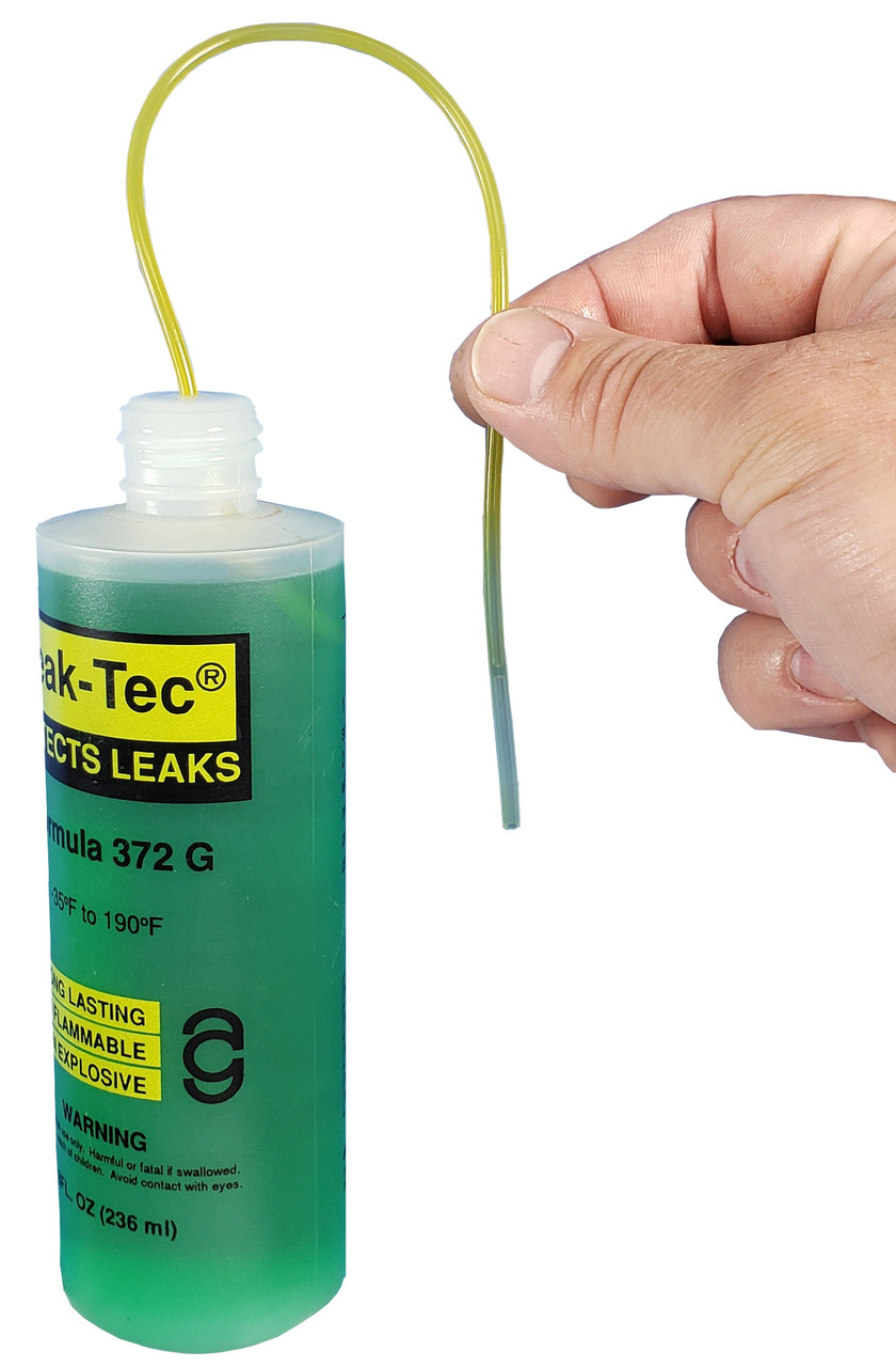 8oz squeeze bottles come with a built-in 12" tube to help you find leaks in hard to reach locations.