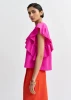 Essentiel Antwerp Pink asymmetrical top with ruffle details