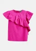 Essentiel Antwerp Pink asymmetrical top with ruffle details