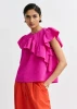Essentiel Antwerp Pink asymmetrical top with ruffle details