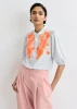 Essentiel Antwerp Light blue cotton shirt with appliqué flowers 