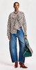 Brown and cream leopard-print pussy-bow shirt