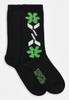 Black, green and white wool-cashmere blend socks with jacquard floral motif