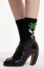 Black, green and white wool-cashmere blend socks with jacquard floral motif