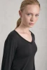 V-neck t-shirt in stretch modal jersey with viscose georgette collar edge