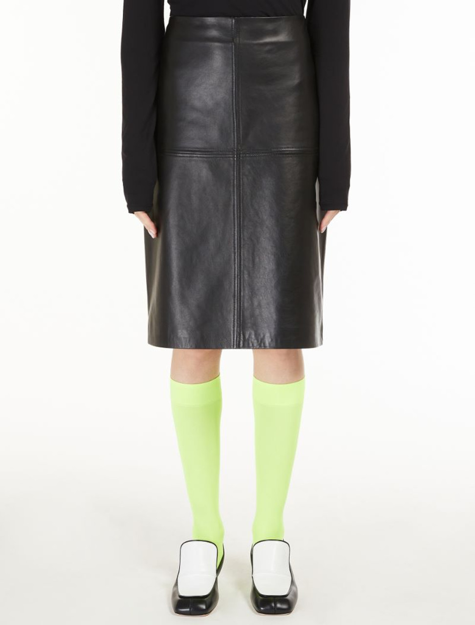 【送料&関税込】SportMax Black Leather Skirt Sportmax Skirts | Anastasia
