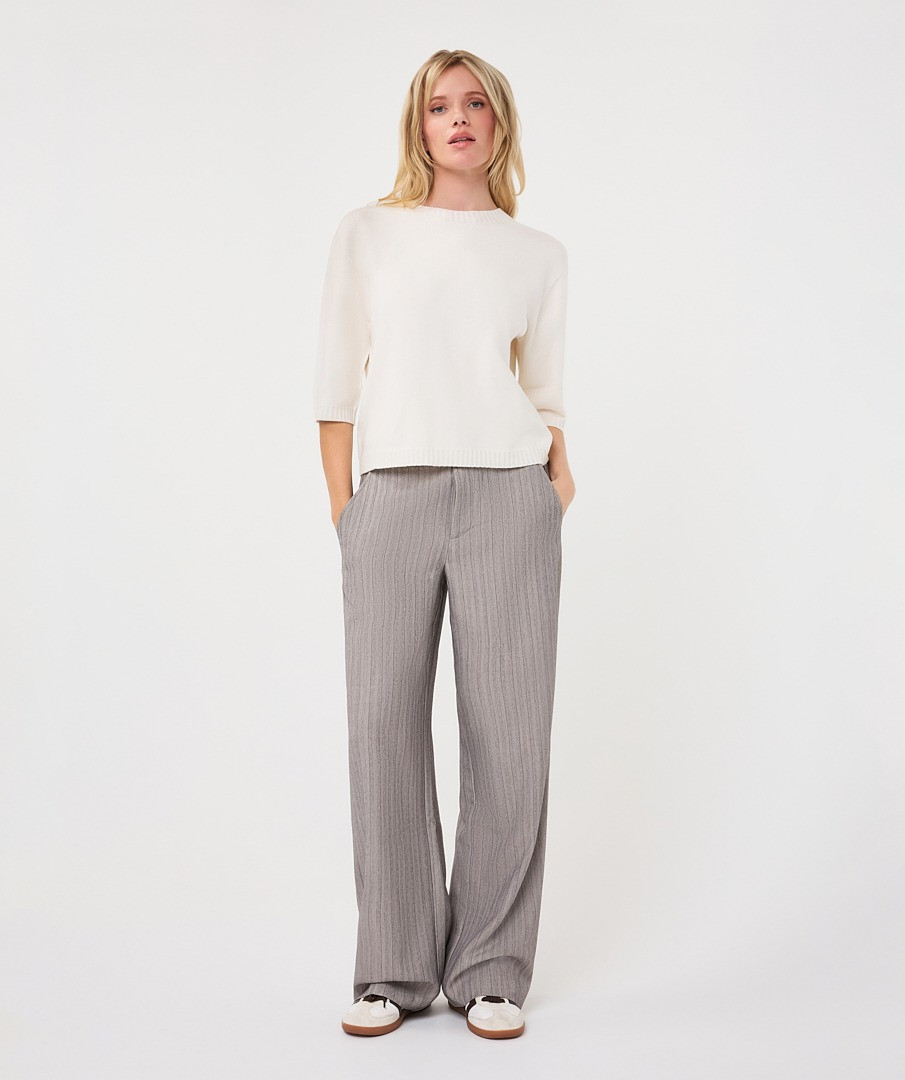 Esqualo Trousers Herringbone in Light Grey (F26.10510) | Anastasia