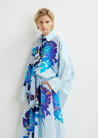 Essentiel Antwerp Hibra foil print large shirt 