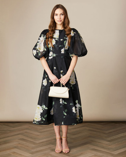 Fee G Kate Pleat Sleeve Printed Dress Fee G Kate Pleat Sleeve Printed Dress