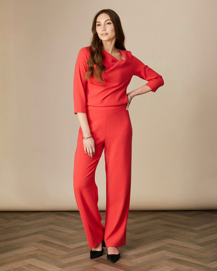 Fee G Margot Draped Neck Top Red