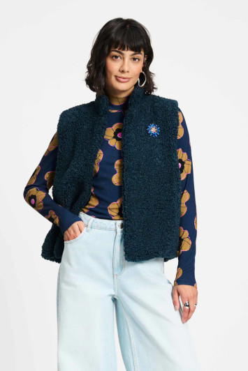 Pom Amsterdam Gilet Teddy Love Navy 
