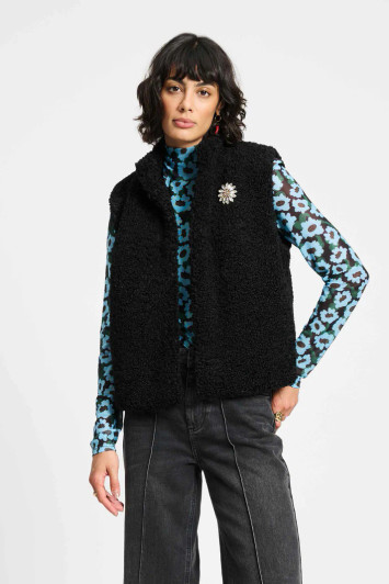 Pom Amsterdam Gilet Teddy Love Black  