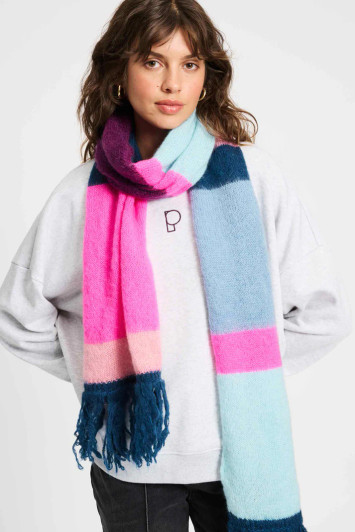 Pom Amsterdam Shawl Brushed Stripes Blue 