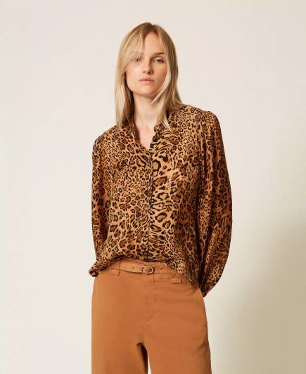 Twinset Jacquard Shirt With Animal Print Twinset Jacquard Shirt With Animal Print