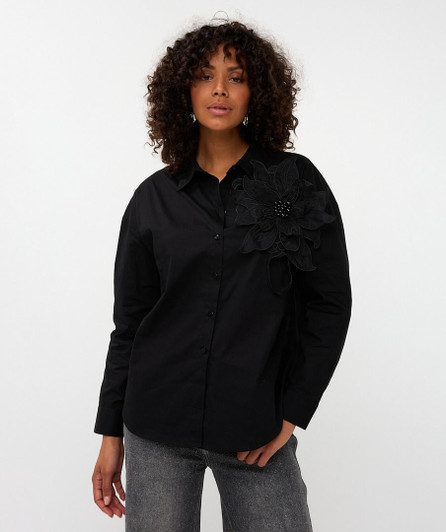 Esqualo Blouse Big Flower Black
