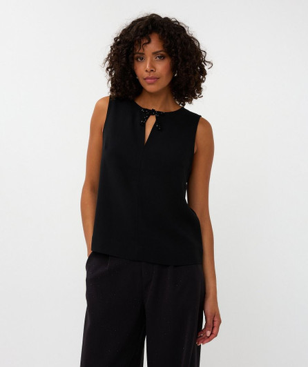 Esqualo Blouse Bow Broch Black 