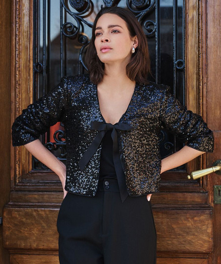 Esqualo Blazer Short Bow Sequins 
