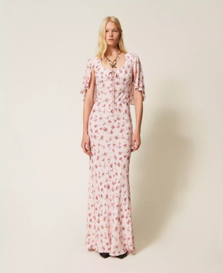 Twinset Long rose floral print dress