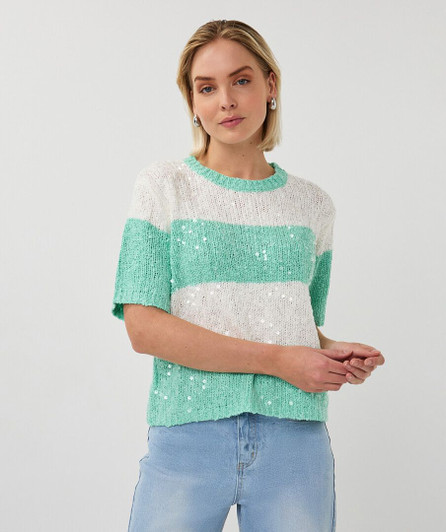 Esqualo Sweater Striped Sequins 