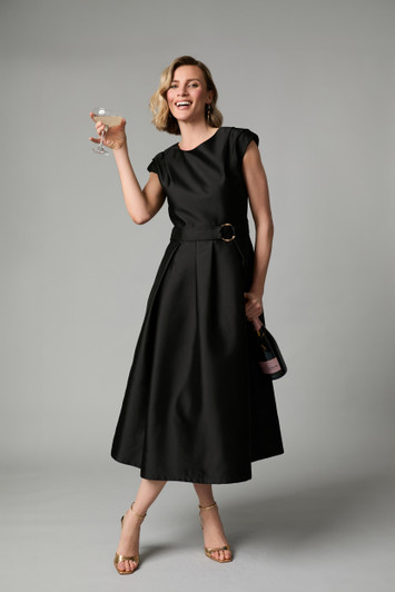 Fee G Grace Pleated Shoulder Dress Black 
