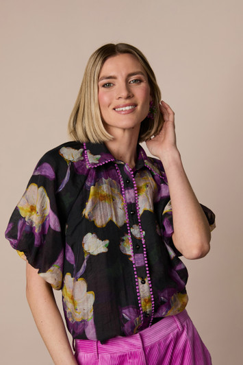 Fee G Dee Blouse With Collar Floral Print  