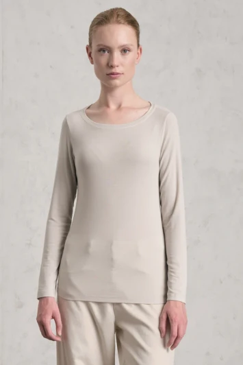 Stretch modal jersey boat neck t-shirt