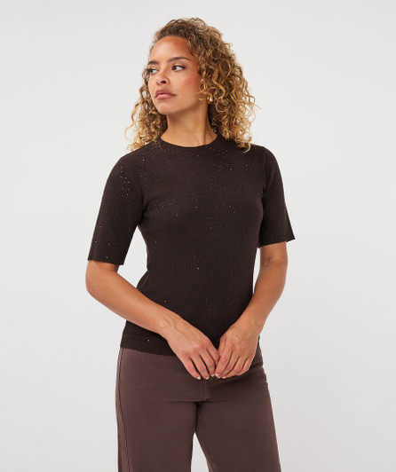  Esqualo Sweater s/slve studs Cacao 