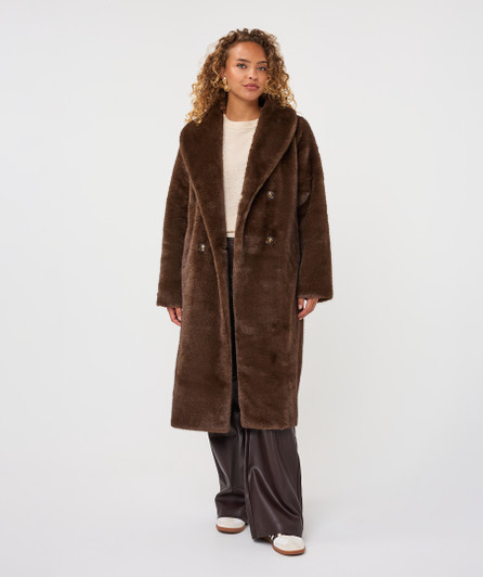 Esqualo Coat Long Fake Fur Cacao
