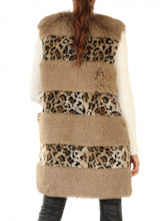 Twinset faux fur gilet with animal stripes