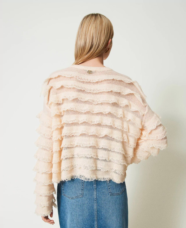 Twinset Peach Pink Ruffle Jumper