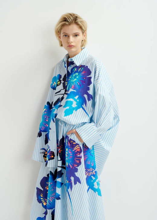 Essentiel Antwerp Hibra foil print large shirt 